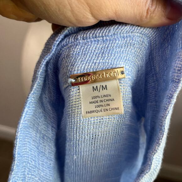 Magaschoni Blue Linen Button Down Swim Coverup Dress Size M - Picture 6 of 8